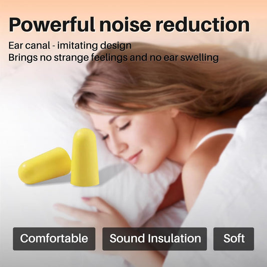 NRR 33dB Foam Ear Plugs with Cord,100 Pairs/Box，for Sleeping | Ultra-soft PU foam, fit ear canals, individually wrapped,earplugs for Construction , traveling, studying. shooting ranges