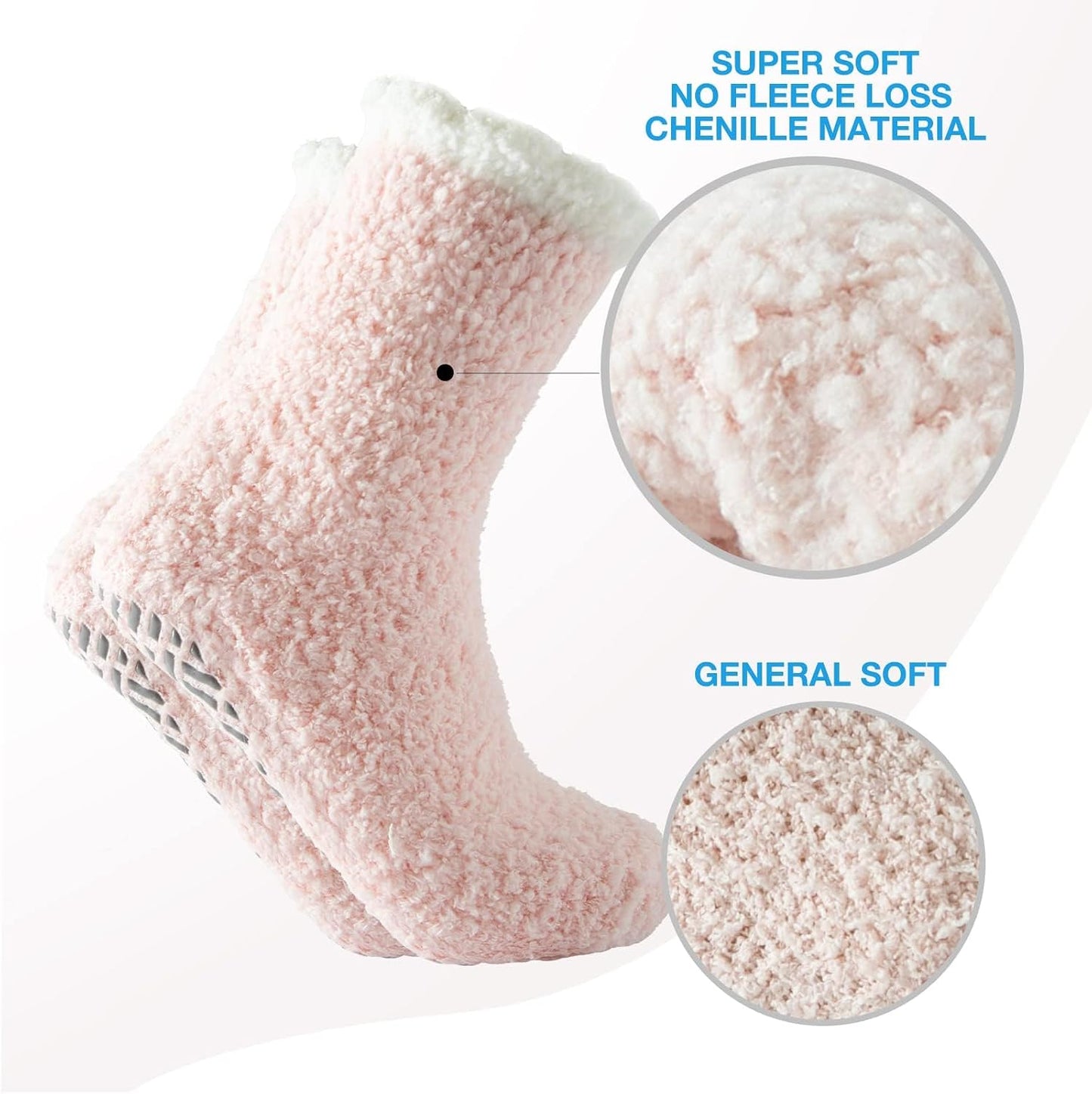Bulinlulu Fuzzy Socks with Grips Plush Sleep Cozy Winter Soft Hospital Fluffy Socks for Womens Mens Gifts