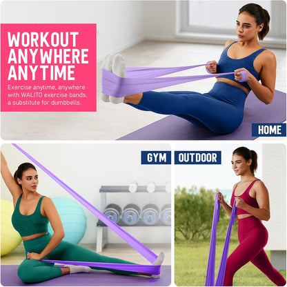 WALITO Resistance Bands for Working Out, Exercise Bands for Women and Men, Workout Bands for Physical Therapy, Stretch, Recovery, Pilates, Rehab, Strength Training and Home Gym