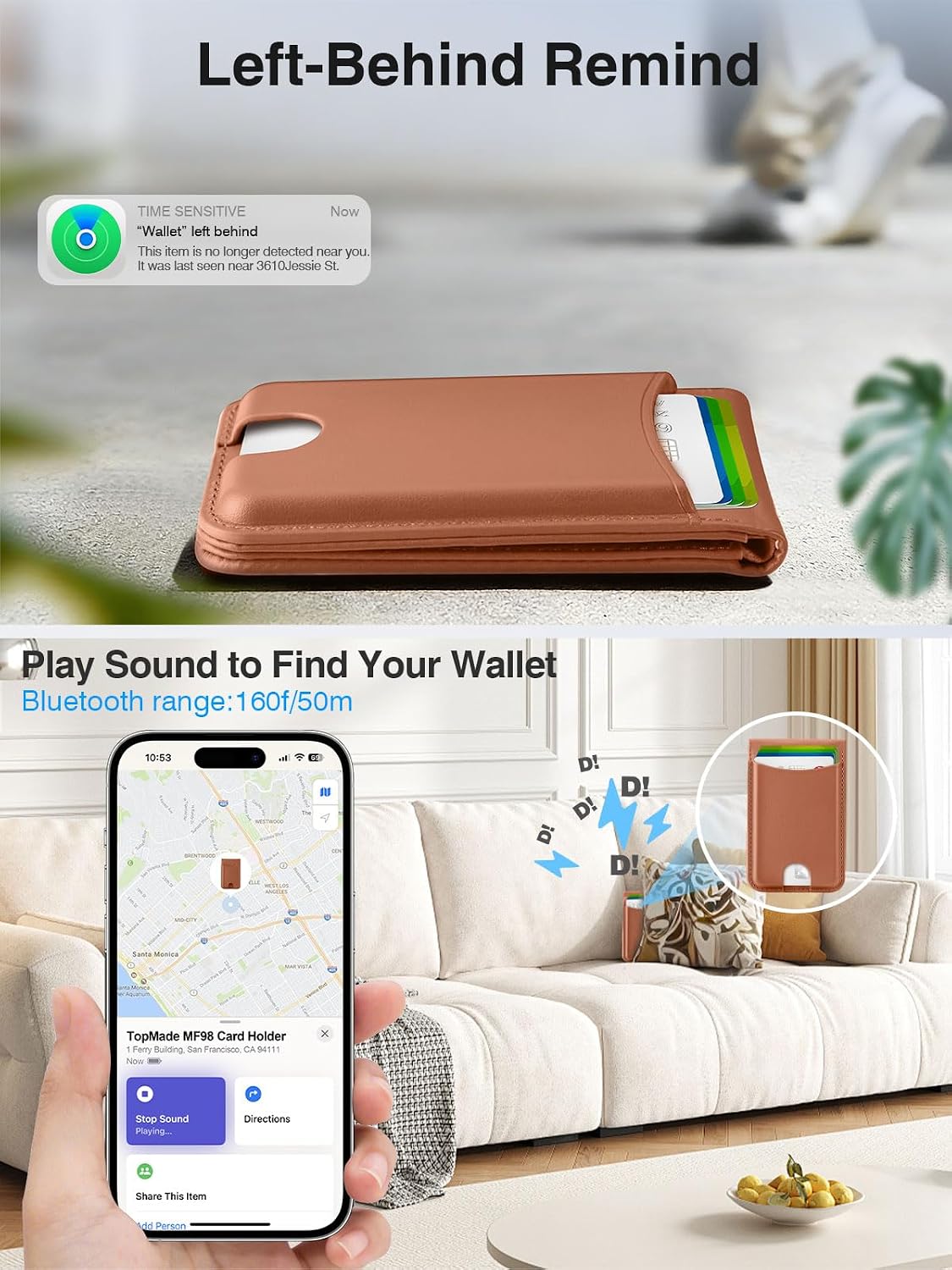 TopMade for MagSafe Wallet Works with Find My, Strongest Magnetic Wallet