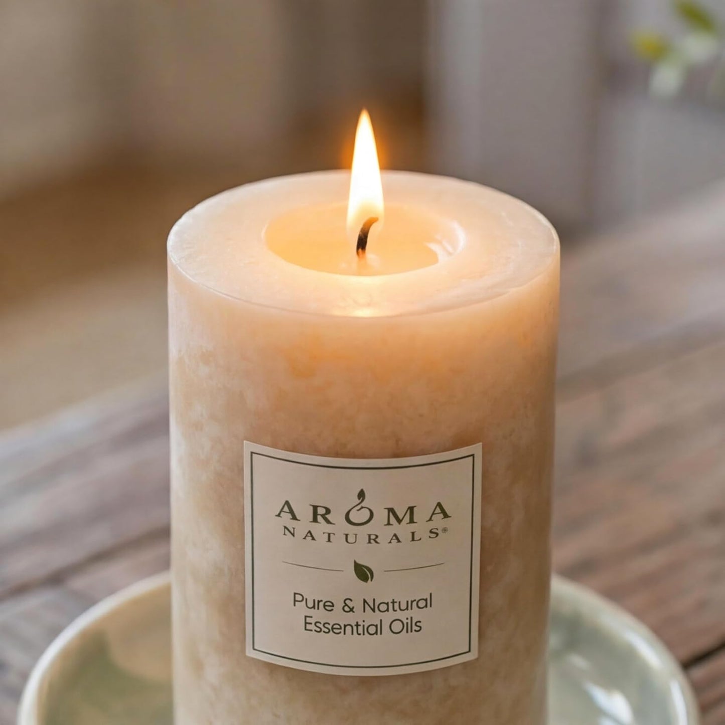 Aroma Naturals Essential Oil Orange and Lemongrass Scented Pillar Candle, Ambiance, 2.5 inch x 4 inch, Yellow