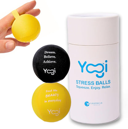 Yogi Stress Ball, Finger Strap, Stress Relief, Squeeze Ball for Anxiety