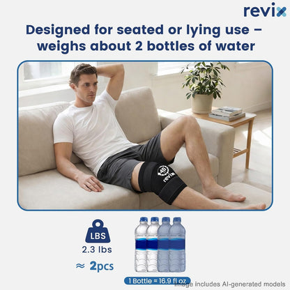 REVIX XXXL Knee Ice Pack Wrap Around Entire Knee, 45-Minute Long-Lasting Ice Pack for Knees with Ice Grid Gel Design, Cold Compress Therapy for Meniscus Tear, ACL (20"×10.7")