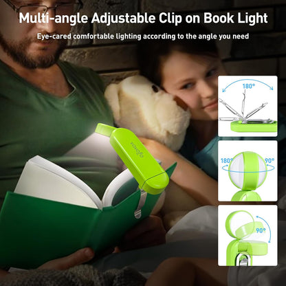 VAVOFO USB Rechargeable Book Light, Blue Light Blocking, Amber Clip-On Bookmark Shaped Reading Light, Eye Care 6 LEDs With 9 Lighting Modes for Bookworms (Grey)