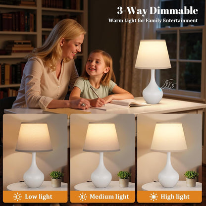 Seealle 16.1" Touch Table Lamps for Nightstand, 3-Way Dimmable Small Bedroom Lamps for Night Stands, Black Bedside Lamps for Living Room, Kids Room, End Table