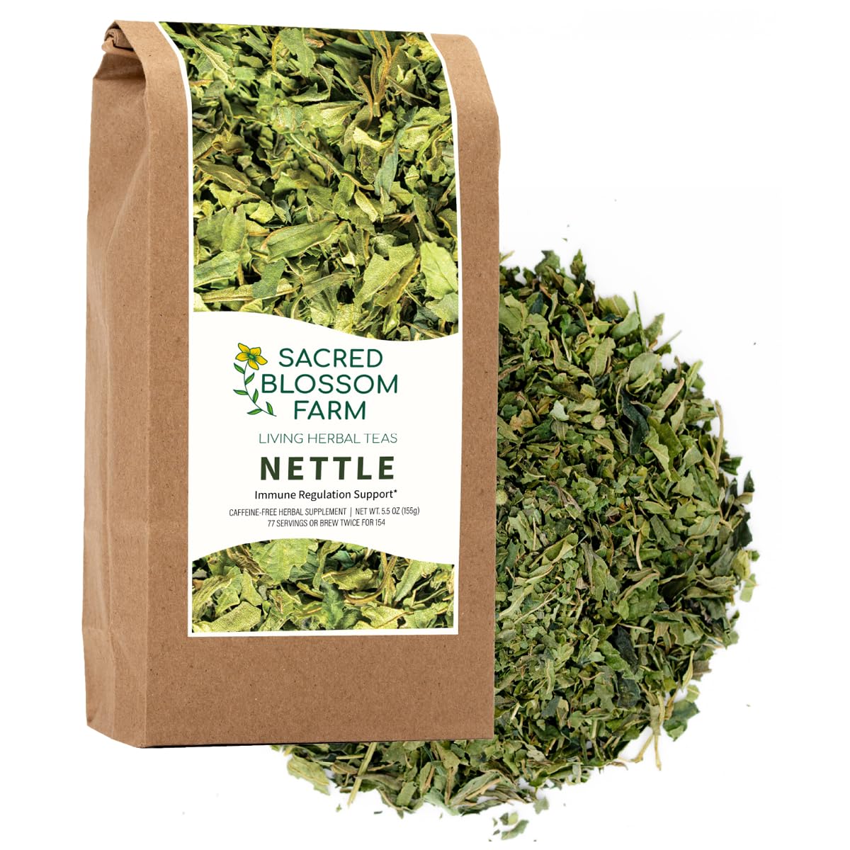 Wild-Harvested Wisconsin Nettle Leaf (Urtica dioica) | Whole Loose Leaf Botanical | 5.5 oz | 77 Servings | Sacred Blossom Farm | Single Source | Caffeine Free Herbal Tea