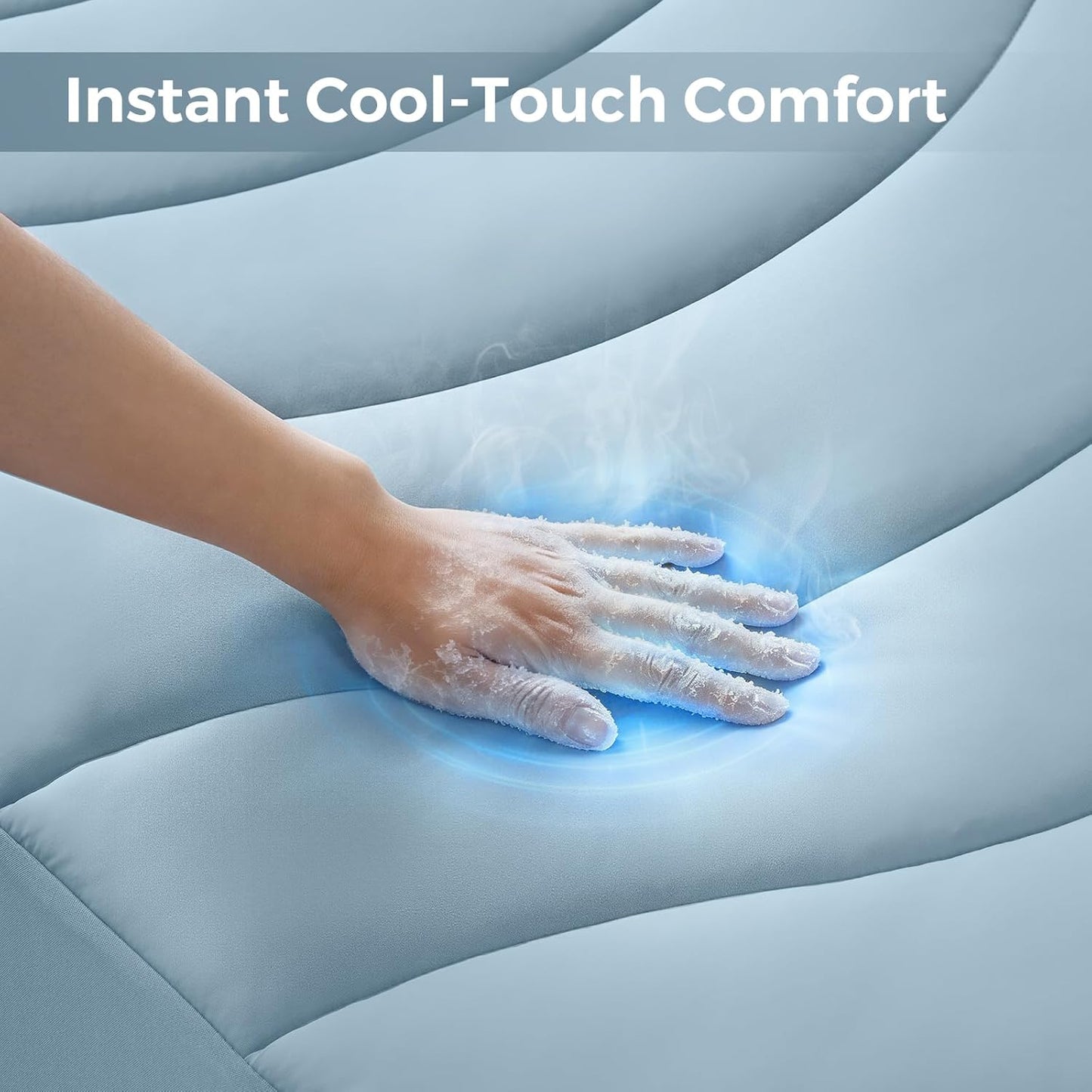 EASELAND Cooling Mattress Pad Queen Size for Hot Sleepers Pillow Top Mattress Cover Quilted Fitted Mattress Protector Breathable Mattress Topper with 8-21" Deep Pocket(60x80 Inches,Light Grey)