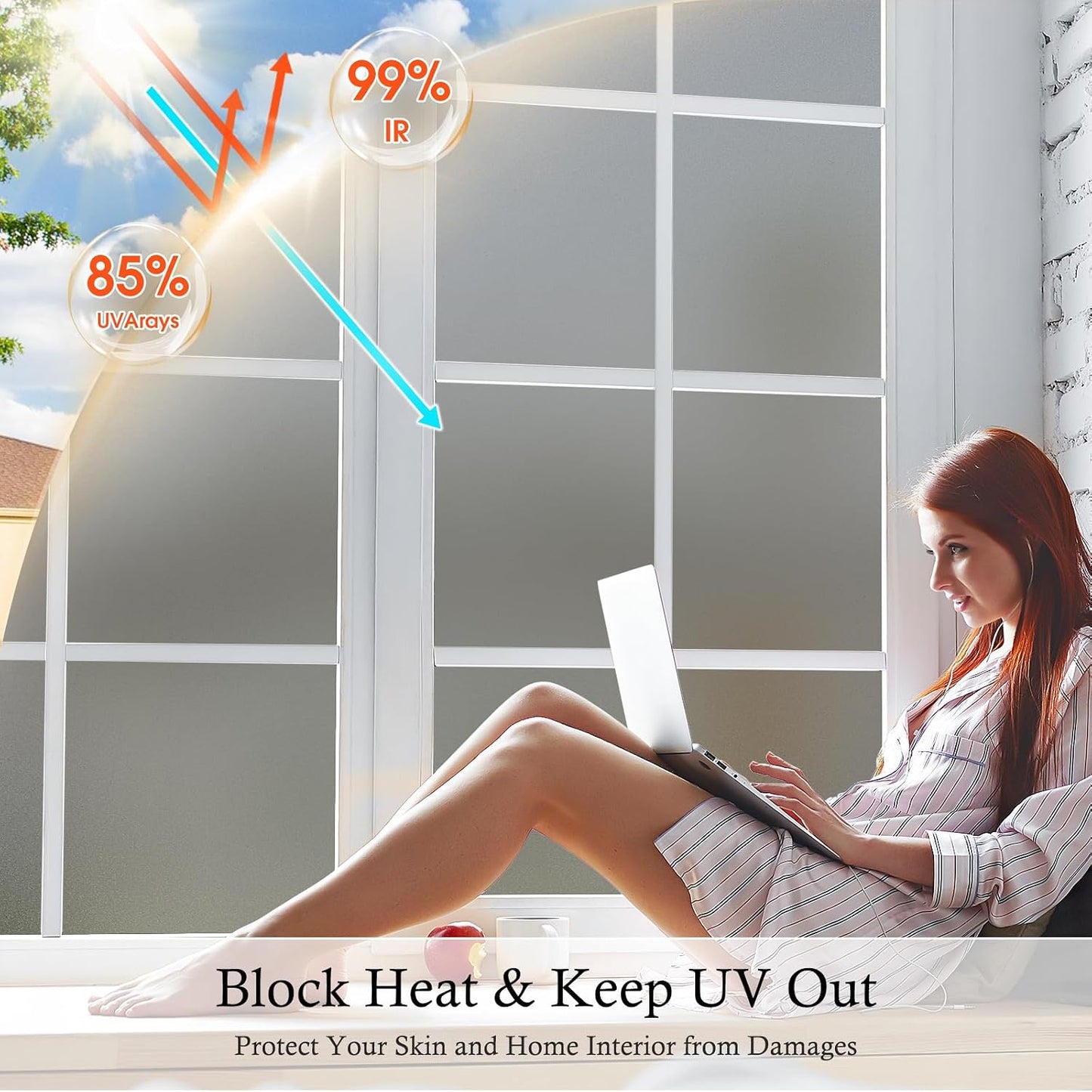 Coavas Blackout Window Film, 100% Light Blocking Privacy Window Film, No Glue Static Cling, Heat & UV Blocking, Removable Room Darkening Window Cover, Renter Friendly for Bedroom, 17.5x78.7Inch,Black
