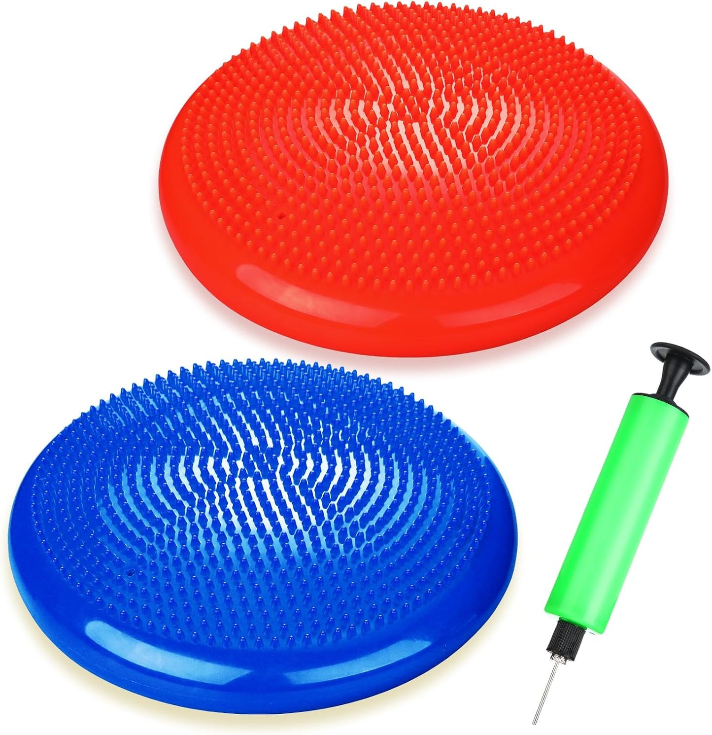 Silipull 2 Pcs Wiggle Seat Inflated Wobble Cushion Flexible Balance Disc with Air Pump for Core Stability Strengthening Improving Posture Physical Exercise