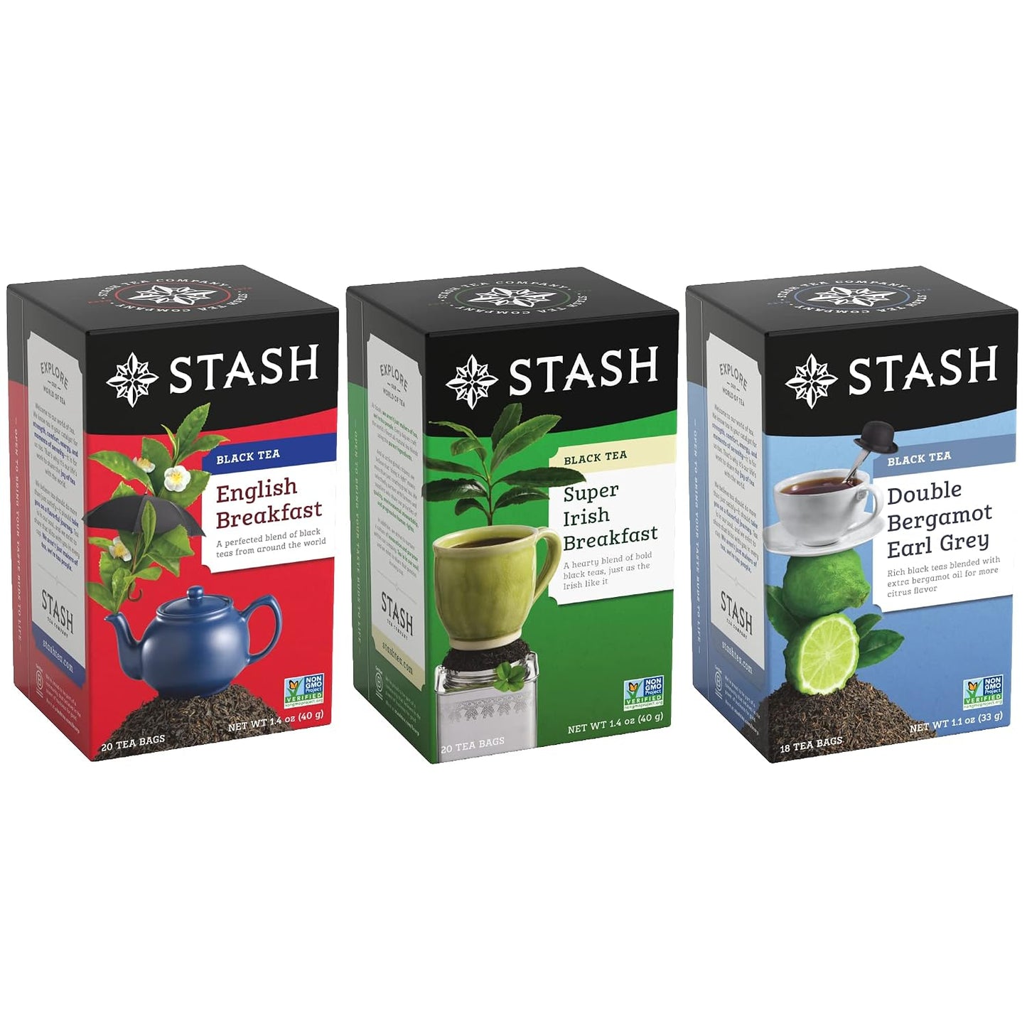 Stash Tea Soothing Herbal Tea 6 Flavor Variety Pack, 6 Boxes With 18-20 Tea Bags Each