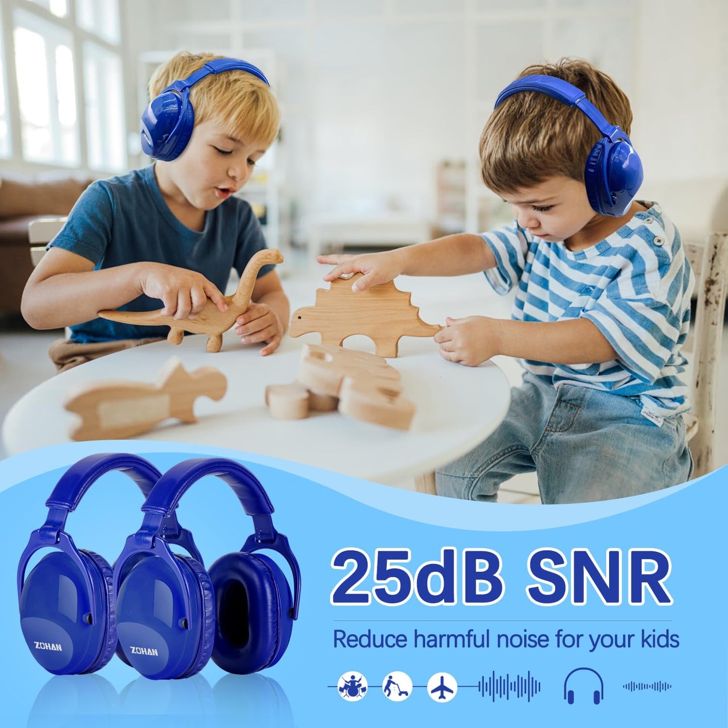 ZOHAN EM030 Kids Ear Protection, Noise Cancelling Headphones Ear Muffs for Autism Sensory, Safety Noise Reduction Hearing Protection for Monster Truck/Concerts/Fireworks/Air Shows