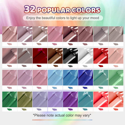 JODSONE Gel Nail Polish Kit 60 PCS with U V Light Soak off Base Top Coat 55 Shine Colors Gel Nail Kit Bright and Dark Brown Wine Red Series Manicure Set for Women and Girls