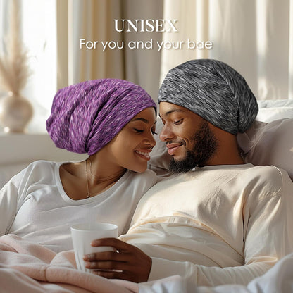 LULUSILK 100% Mulberry Silk Bonnet for Sleeping Women and Men, No More Frizzy Tangled Hair, Real Silk Sleep Cap for Curly Hair, Black, Pack of 1