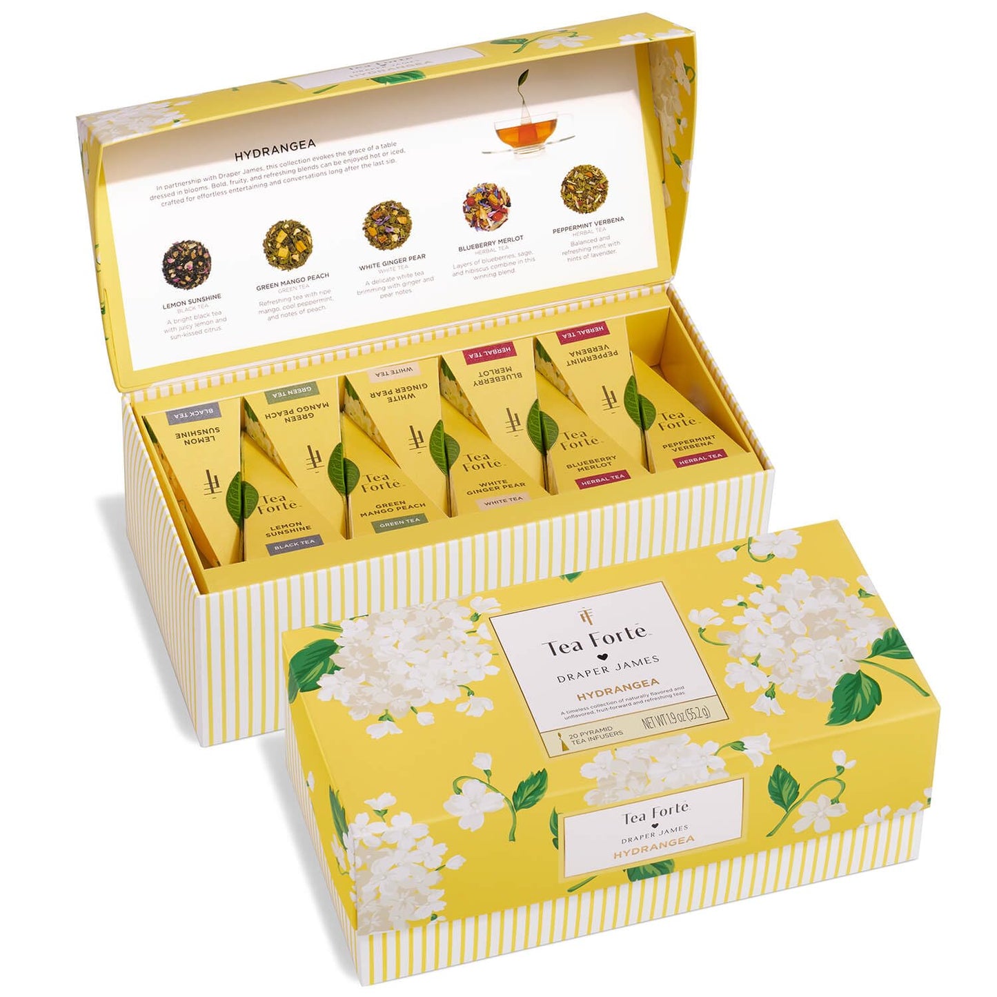 Tea Forte Premium Presentation Box Gift Set Sampler, 20 Count, Assorted Blends Individually Wrapped Handcrafted Pyramid Infuser Bags, Frank Lloyd Wright