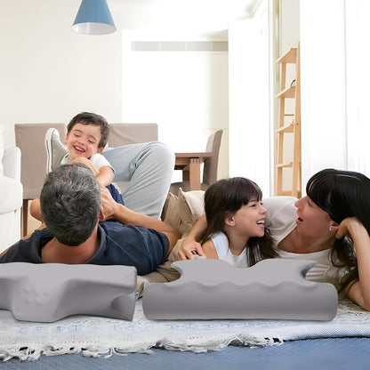 Cervical Pillow for Neck Pain Relief, Cooling Contour Memory Foam Pillows Support Odorless Ergonomic Neck Pillow Adjustable Orthopedic Bed Pillow for Side Back Stomach Sleeper with Pillowcase,Grey