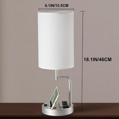 Dreamholder Table Lamp with 3 USB Charging Ports, Modern Desk Lamp with AC Outlet and Phone Stands, Perfect Bedside Lamp for Bedroom, Living Room, Office (Pack of 2), Cream