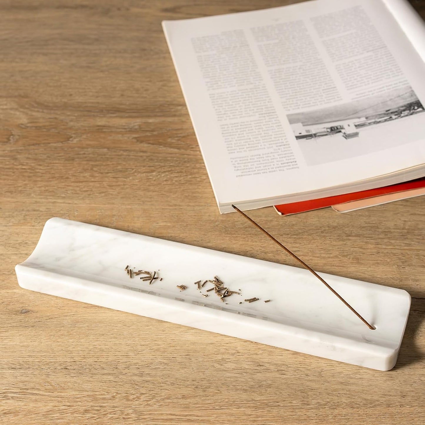 Koville Marble Incense Holder, Incense Holder for Sticks, Incense Sticks Holder Ash Catcher for Meditation Yoga SPA, Natural Stone Incense Burner, Home Table Decor (Grey)