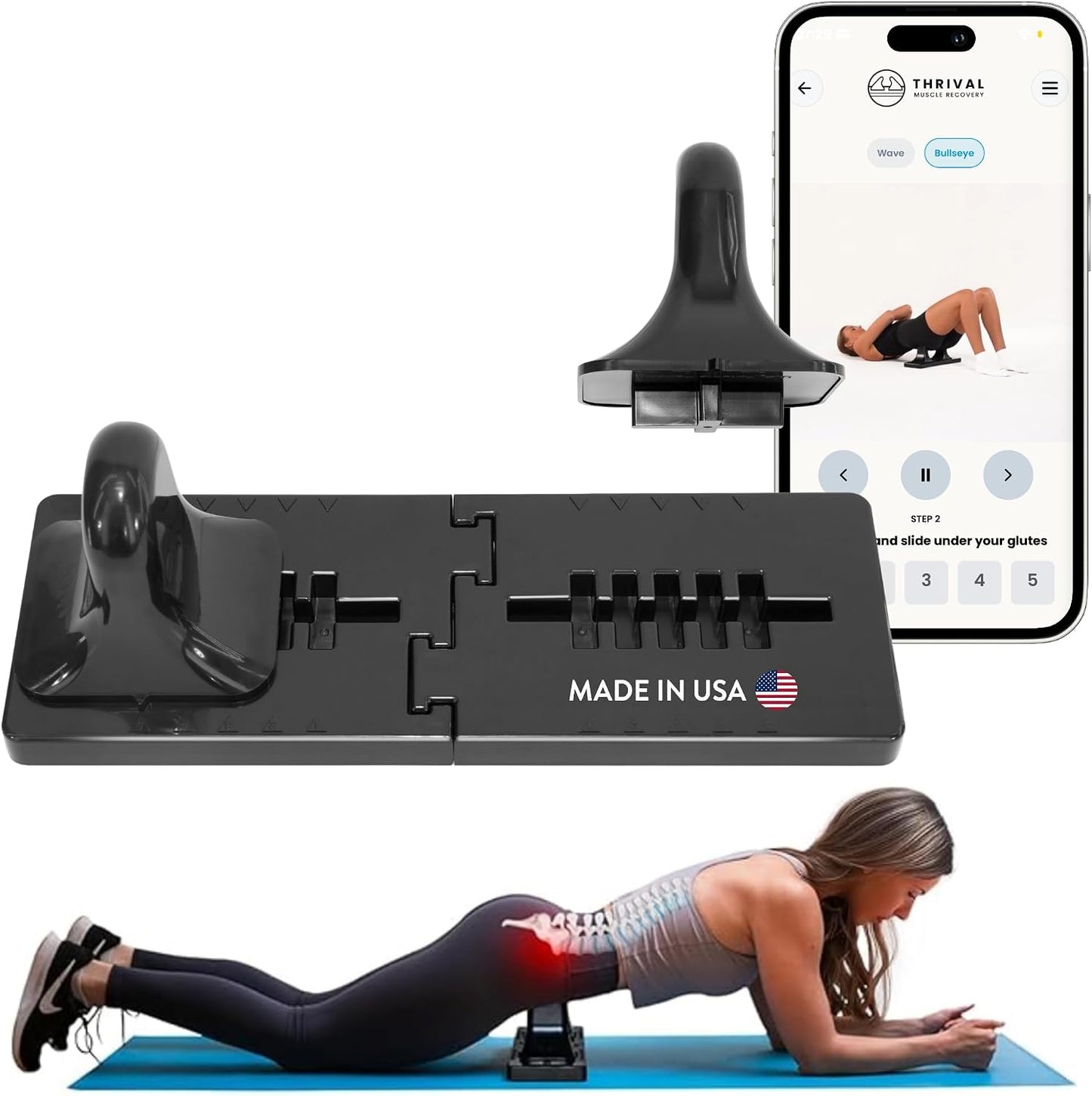 Thrival Arch Back Stretcher - Psoas Muscle Release Tool App for Hip Flexor, Back, Glute, Iliacus, and Neck - Spine Decompressor, Trigger Point, and Myofascial Release – Carbon Black