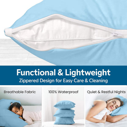 Guardmax Jersey Knitted Pillow Protector with Zipper Standard Size - 4 Pack -100% Waterproof, Bed Bug Proof, Dust Mite Proof, & Hypoallergenic Pillow Covers - Premium Zippered Pillow Cases. (20 X 26)