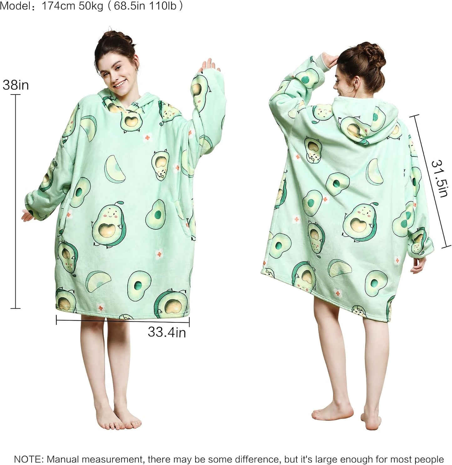 AmyHomie Wearable Blanket Hoodie for Adults & Teens,Oversized Sherpa Hooded Blanket,Warm Cozy Blanket Sweatshirt as Christmas Birthday Gifts for Women Men