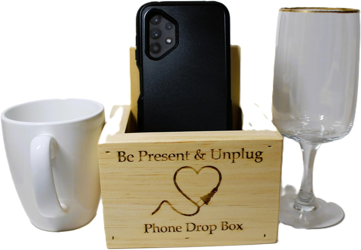 NEW! Unplug Cell Phone Drop Box - Great for the dinner table or night stand. Holds up to 4 phones vertically! Handcrafted in the USA! From Hidden Pond Gardens a net zero company.