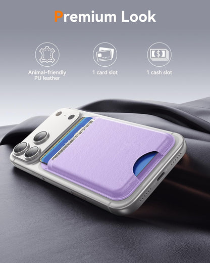 for MagSafe Wallet, Works with Apple Find My,4 Card Holder, Magnetic Phone Wallet for iPhone 18/17/16/15/14/13/12 Pro Max Air Plus Series, RFID Blocking Vegan Leather,Black