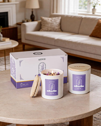 AOOVOO Lavender Scented Candles for Women - Aromatherapy Candle with Crystals Inside, 10oz Soy Candles for Home Scented, Birthday Gifts Mothers Day Candle for Women Mom
