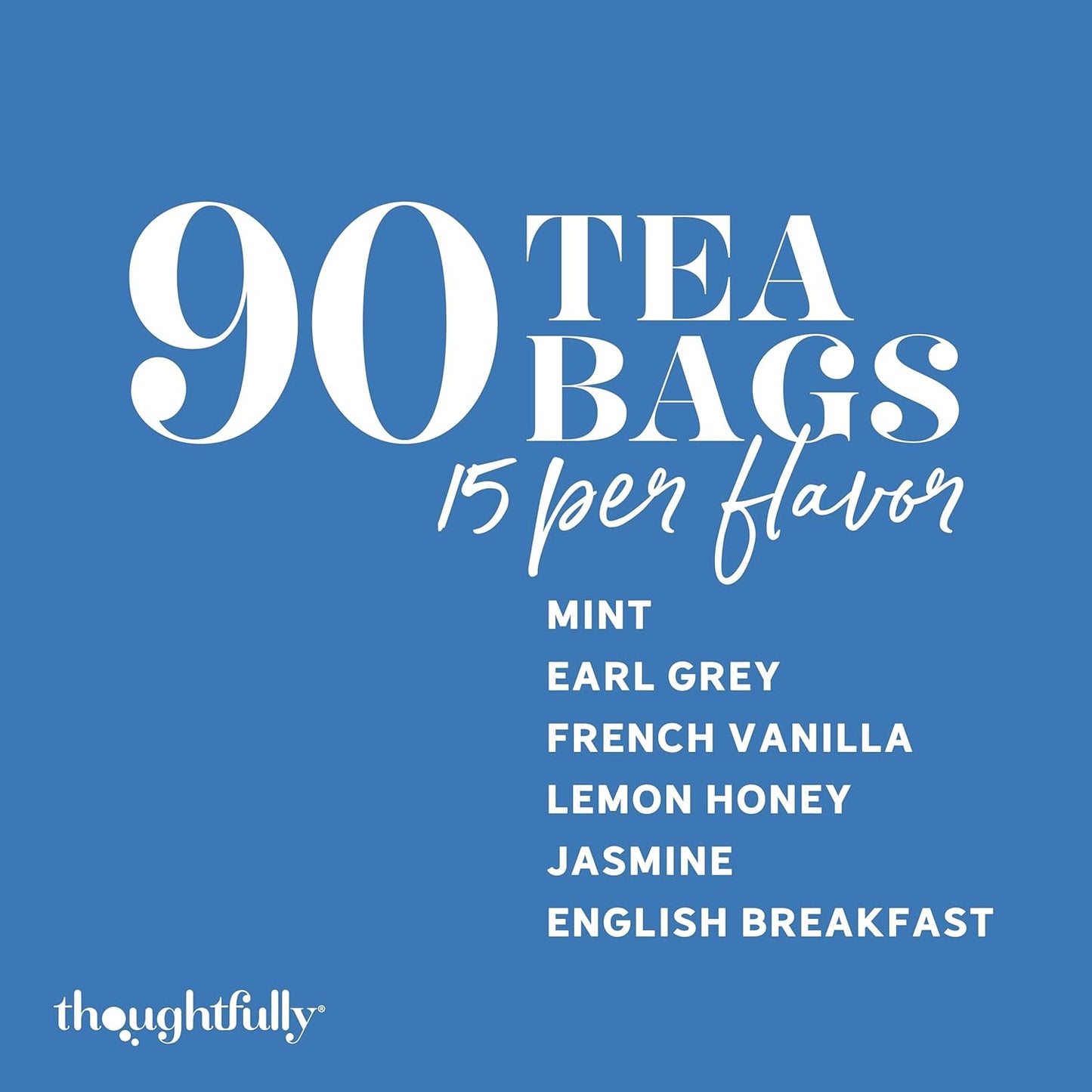 Thoughtfully, Tea Affirmations Christian Prayer Gift Set for Women, Religious Tea Gift with 6 Flavors and Bible Verses from Psalms and Other Books to Rejoice Pack of 90