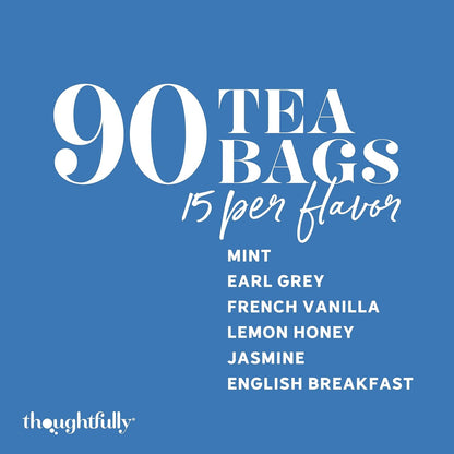 Thoughtfully, Tea Affirmations Christian Prayer Gift Set for Women, Religious Tea Gift with 6 Flavors and Bible Verses from Psalms and Other Books to Rejoice Pack of 90