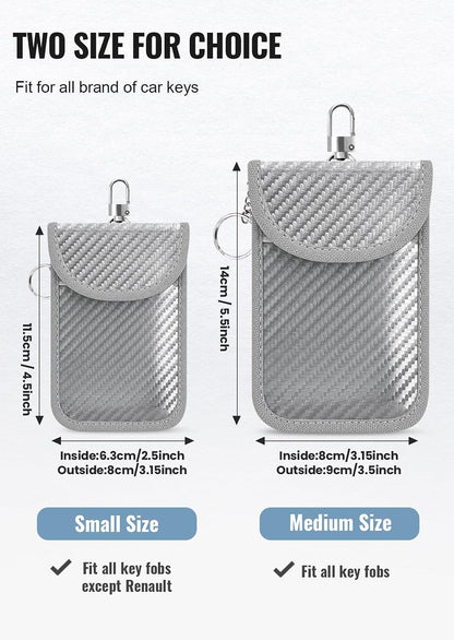 Faraday Pouch for Car Keys, Faraday Bag, Car RFID Signal Blocking Holder, Key Fob Protector, Key fob cage Block Signal Anti-Theft Fob Case (2 Pack)