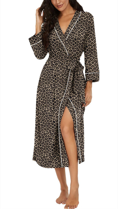 PrinStory Robes for Women 3/4 Sleeve Long Bath Robe XS-4XL