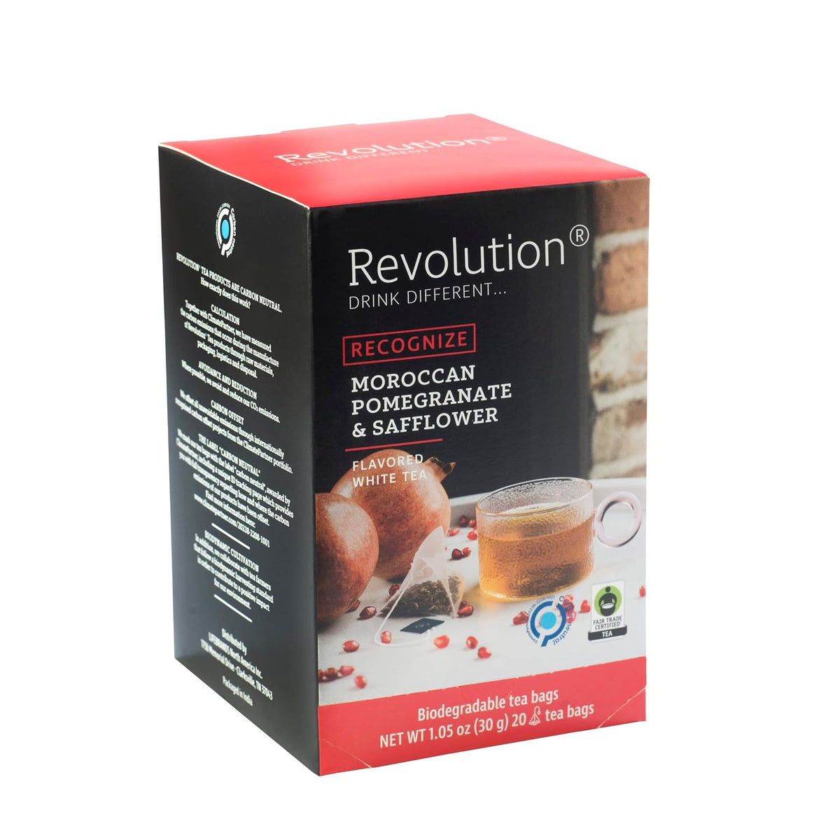 REVOLUTION TEA® Pomegranate White Tea [THE ORIGINAL] – Moroccan Pomegranate & Safflower – Premium Full Leaf Tea – Biodegradable Infuser Tea Bags – Flavored White Tea – 20 Bags