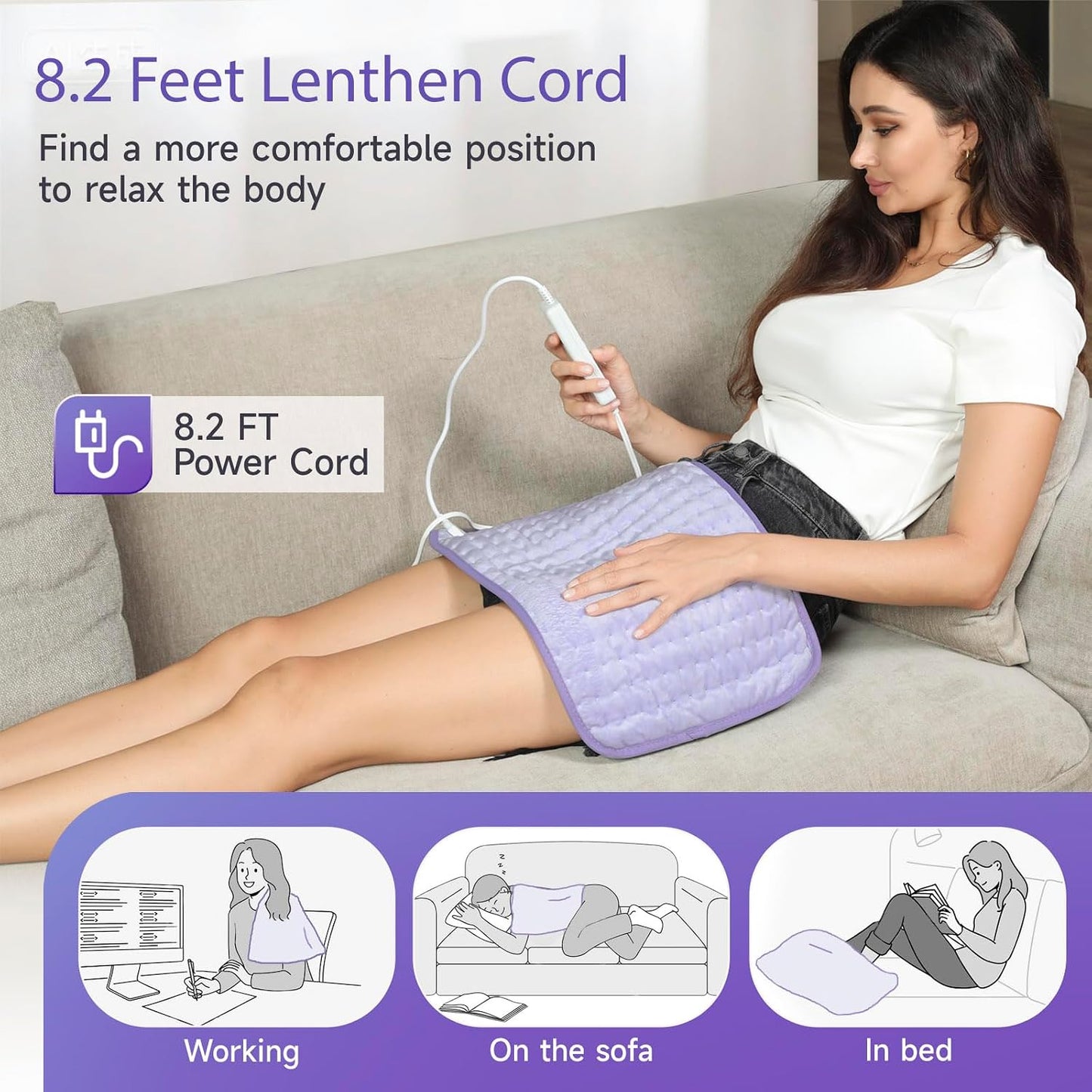 Heating Pad for Period Cramps, Heating Pad for Back/Neck/Shoulder Muscle Pain, 6 Heating & 4 Timer Setting, Auto Shut Off, Dry/Moist Heat & Machine Washable, Birthday Christma s Gifts for Women Mom