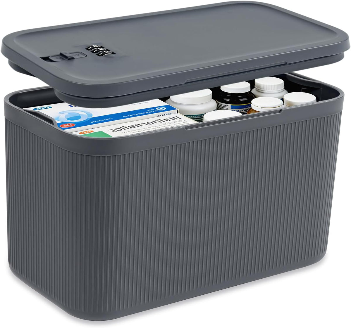 Lockable Storage Box, Small Lock Box with Combination Code for Phone/Medicine Safe/Food Home/Refrigerator/Office/Personal Items/Travel/Gift,9.25 x 5.04 x 3.62’’
