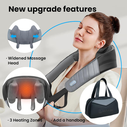 COMFIER Cordless Neck and Shoulder Massager with Heat, Wearable 4D Shiatsu Deep Tissue Kneading for Desk Workers and Drivers, Hands-Free Straps, FSA Eligible HSA Gift