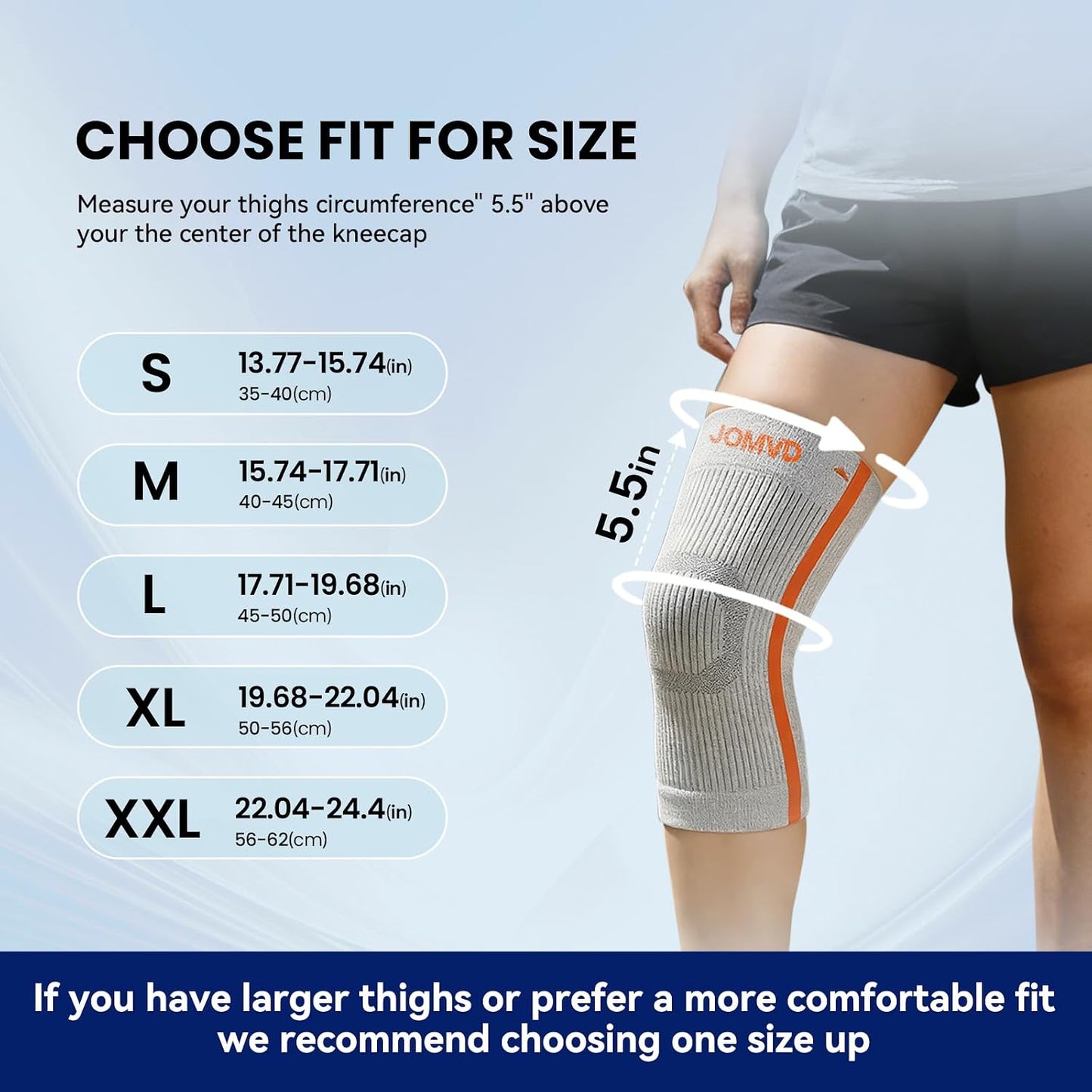 JOMVD Knee Compression Sleeve for Arthritis Pain – Knee Brace for Knee Pain Relief, Meniscus Tear, Inflammation, Circulation, Swelling & Injury Recovery – Anti-Slip Breathable Support for Women & Men,Medium