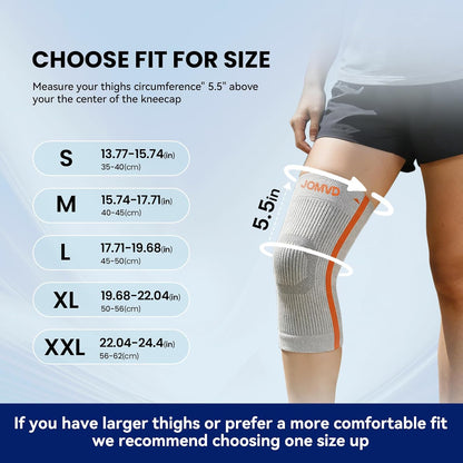 JOMVD Knee Compression Sleeve for Arthritis Pain – Knee Brace for Knee Pain Relief, Meniscus Tear, Inflammation, Circulation, Swelling & Injury Recovery – Anti-Slip Breathable Support for Women & Men,Medium