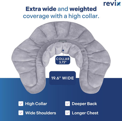 REVIX Heated Neck Wrap Microwave Heating Pad for Neck and Shoulders Pain Relief, Weighted Neck Warmer Microwavable with Miost Heat, Unscented