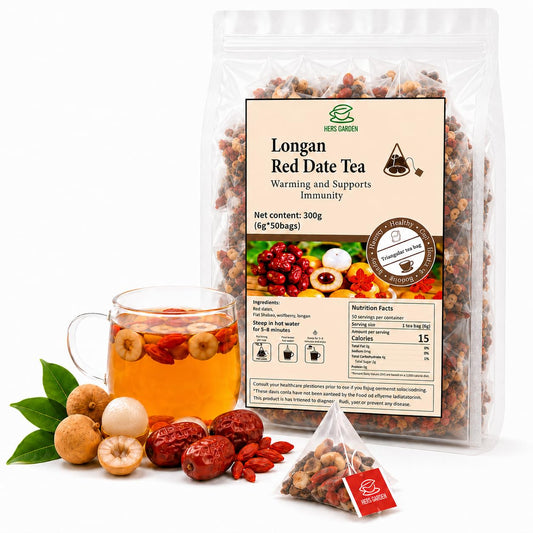 Organic Herbal Tea with Goji Berry, Jujube & Longan, Caffeine Free Wellness Tea, Chinese Herbal Tea, 50 Tea Bags