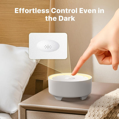 Kipcush White Noise Machine for Sleeping – High-Fidelity Non-Looping Sounds, Dimmable Night Light, USB Powered, Sleep Sound Machine for Baby, Kids & Adults (A - Model White+, Standard)