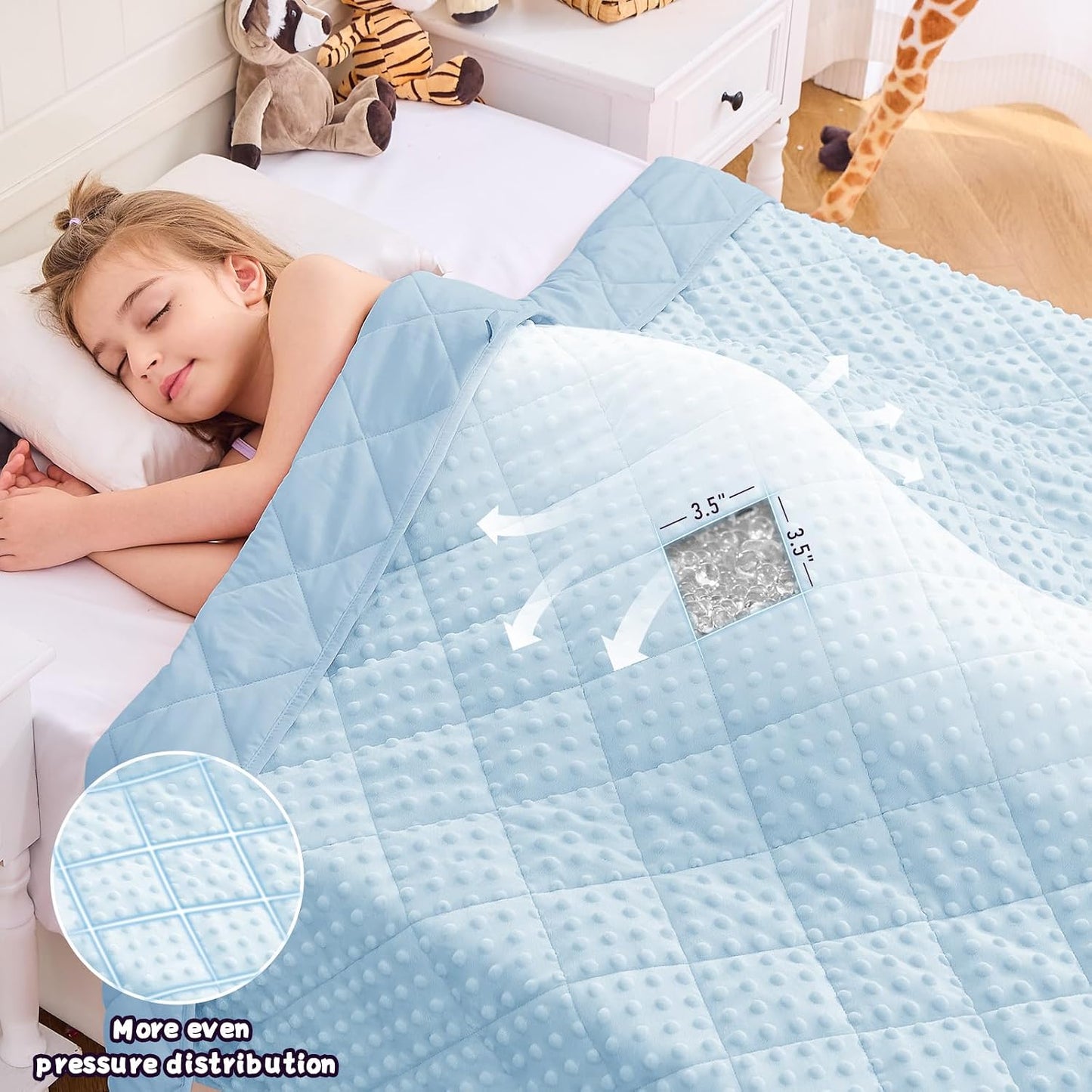 yescool Weighted Lap Pad 2 lb Blue Small Lap Blanket, Weighted Lap Blanket Cooling Heating Weighted Throw Blankets, Minky Blankets Gifts for Travel Outdoor Indoor, 20 * 30in