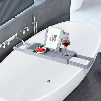 Utoplike Bamboo Bathtub Caddy Tray for Tub, Expandable Bath Table Trays