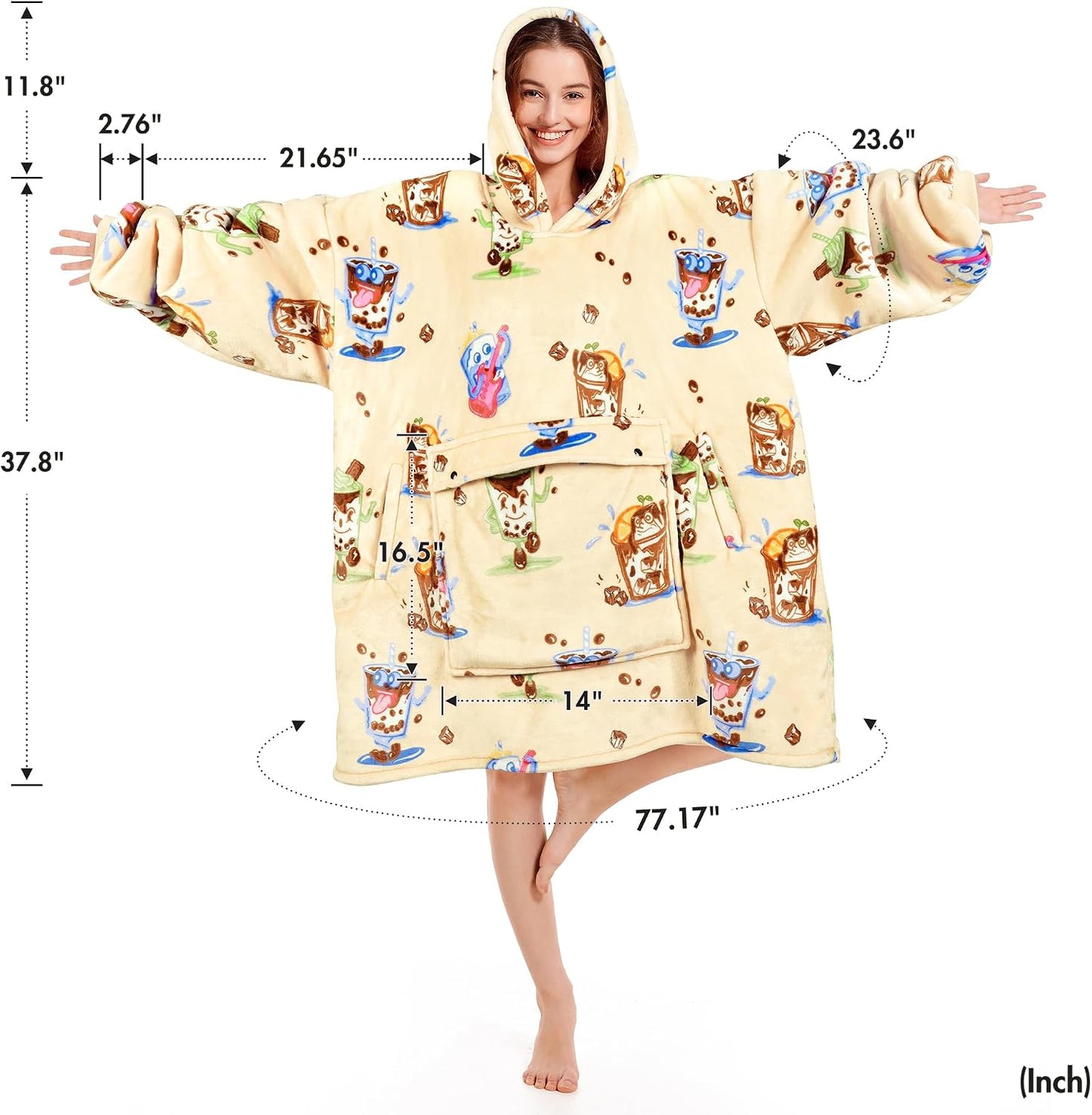 Narecte Cozy Oversized Blanket Hoodie Wearable Blanket Adults Soft Hooded Blanket Hoodie Birthday Gifts for Women Christmas - Colors B