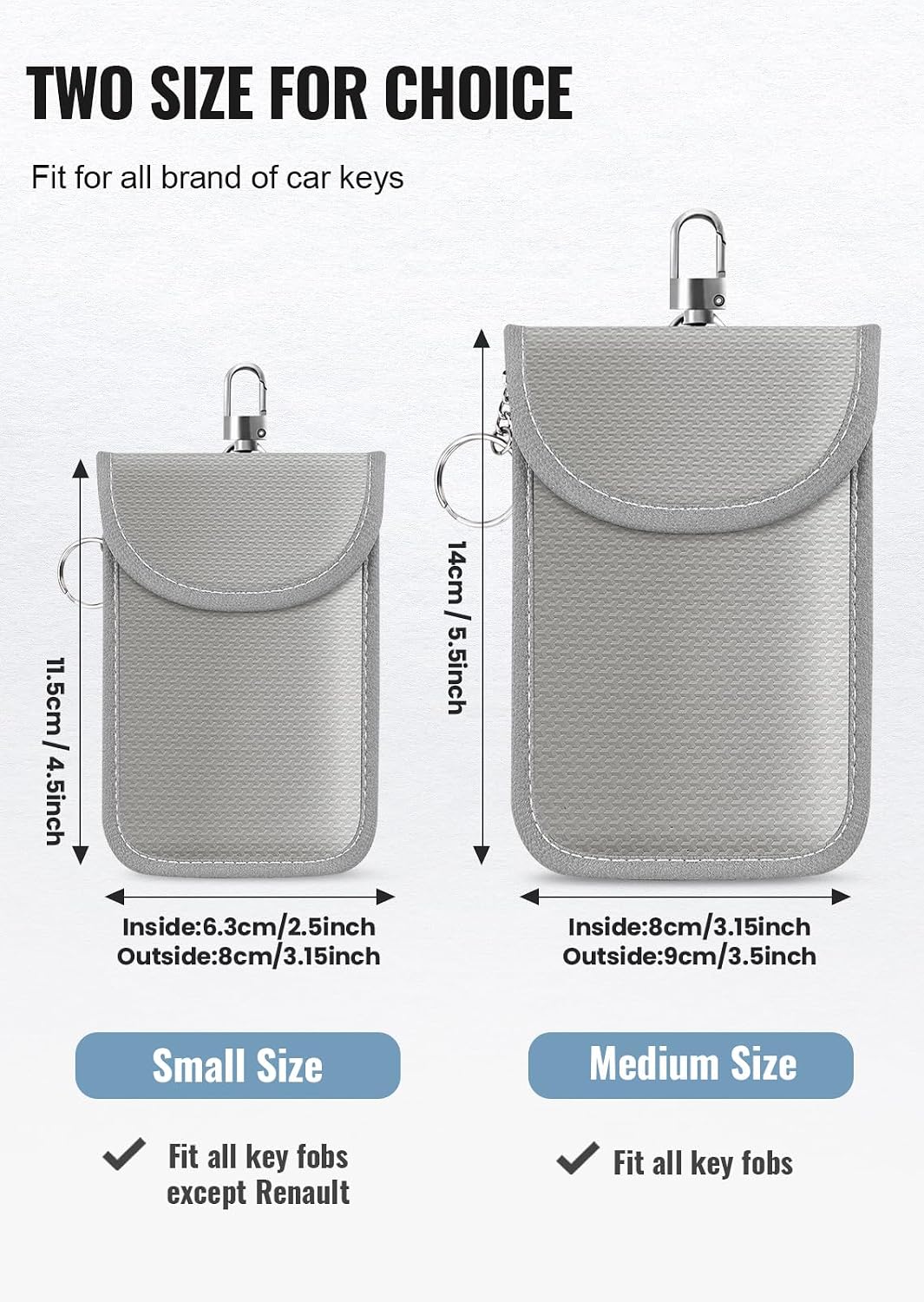 Faraday Pouch for Car Keys, Faraday Bag, Car RFID Signal Blocking Holder, Key Fob Protector, Key fob cage Block Signal Anti-Theft Fob Case (2 Pack)