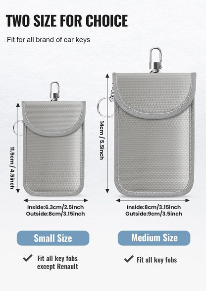 Faraday Pouch for Car Keys, Faraday Bag, Car RFID Signal Blocking Holder, Key Fob Protector, Key fob cage Block Signal Anti-Theft Fob Case (2 Pack)