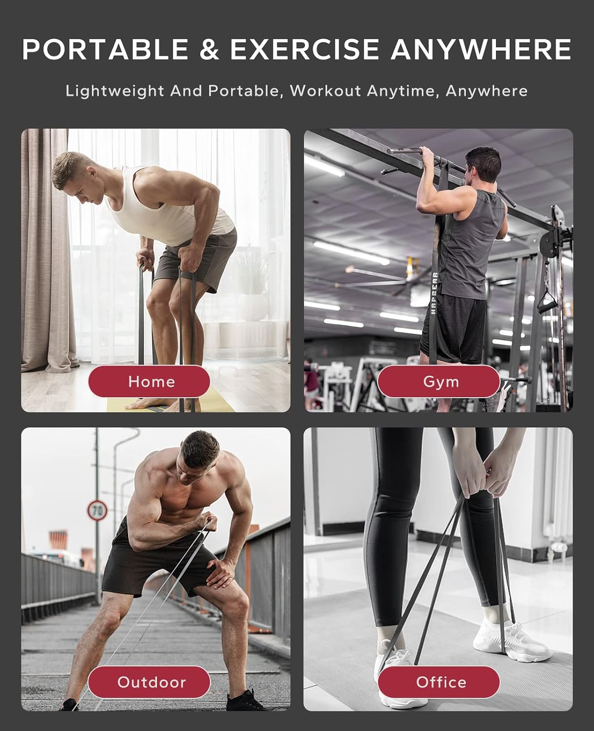 HAPBEAR Pull Up Assistance Bands - Pull Up Bands - Resistance Bands - Exercise Bands Resistance Bands Set - Workout Bands for Working Out, Stretching, Muscle Training