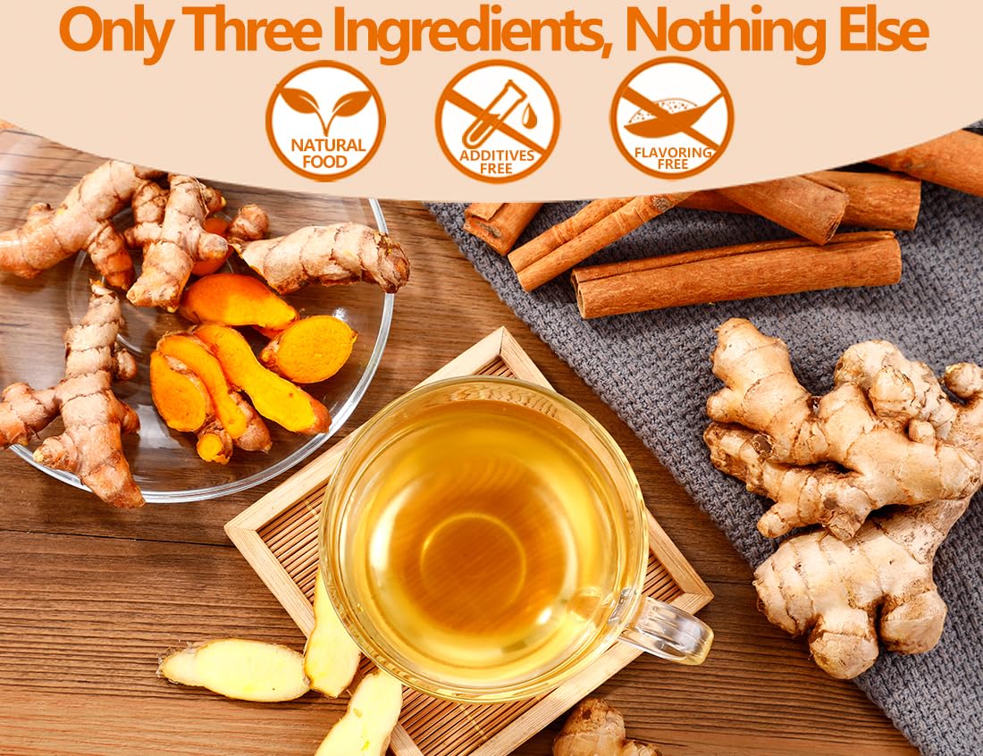 50 Premium Turmeric, Ginger, Cinnamon Blend Tea Bags, 100% Natural & No Additives & Caffeine Free.