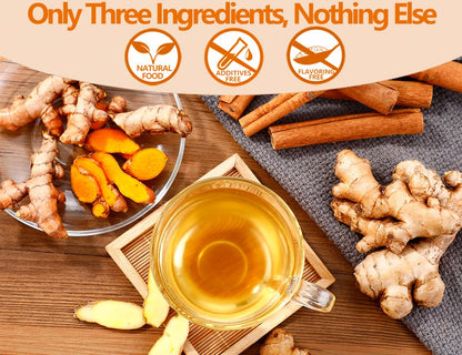 50 Premium Turmeric, Ginger, Cinnamon Blend Tea Bags, 100% Natural & No Additives & Caffeine Free.
