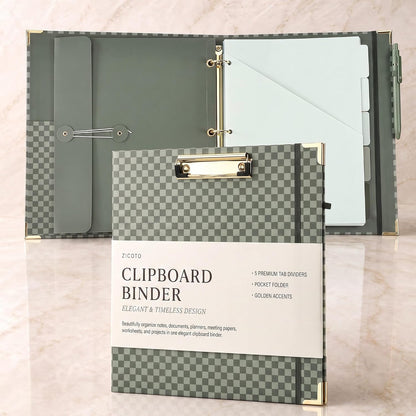 Aesthetic Clipboard Binder with Dividers - 3 Ring Organizer for Work