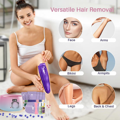 BLITZWAX Brazilian and Bikini Waxing Kit for Women, Hard Wax Warmer for Face, Legs and Body, At Home Hair Removal Kit, Beginner Friendly, Digital Fast Heating, 51 Wax Items